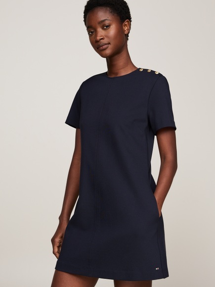 Tommy Hilfiger Blusenkleid »PUNTO S/S SHORT SHIFT DRESS«, mit Kurzarm