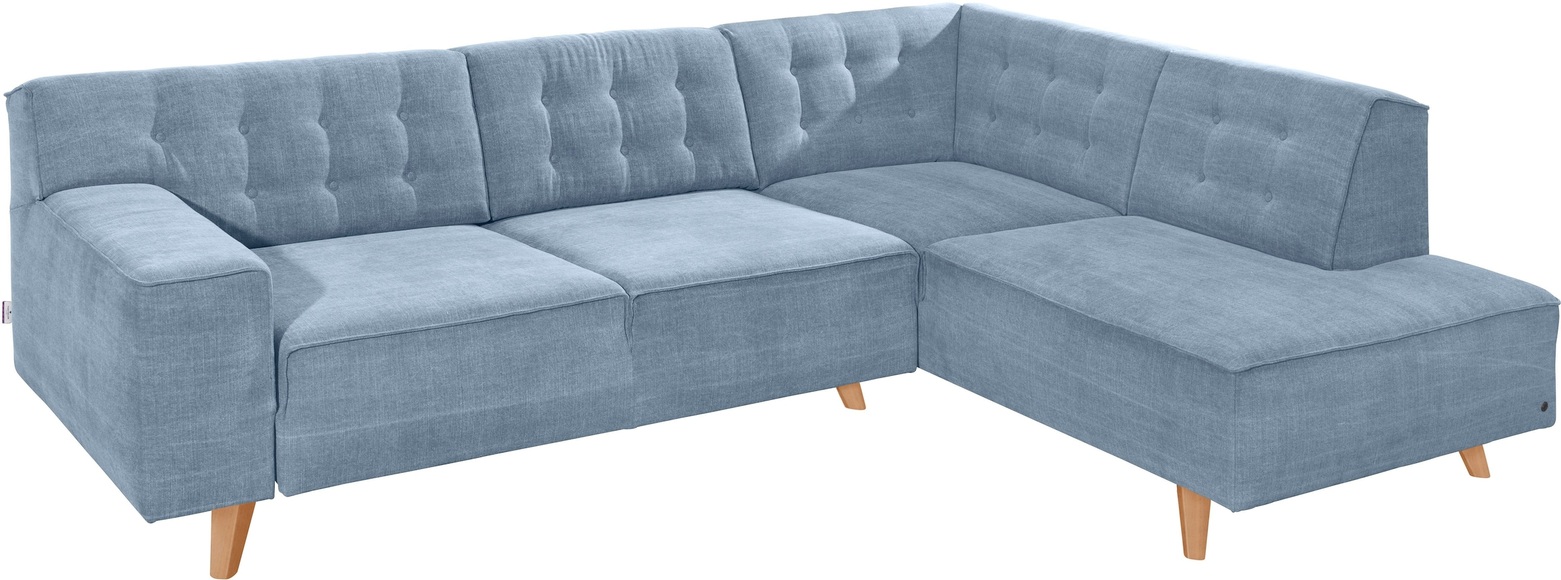 TOM TAILOR Ecksofa »NORDIC CHIC«, mit Ottomane, wahlweise mit Sitzvorzug, Füsse Buche natur