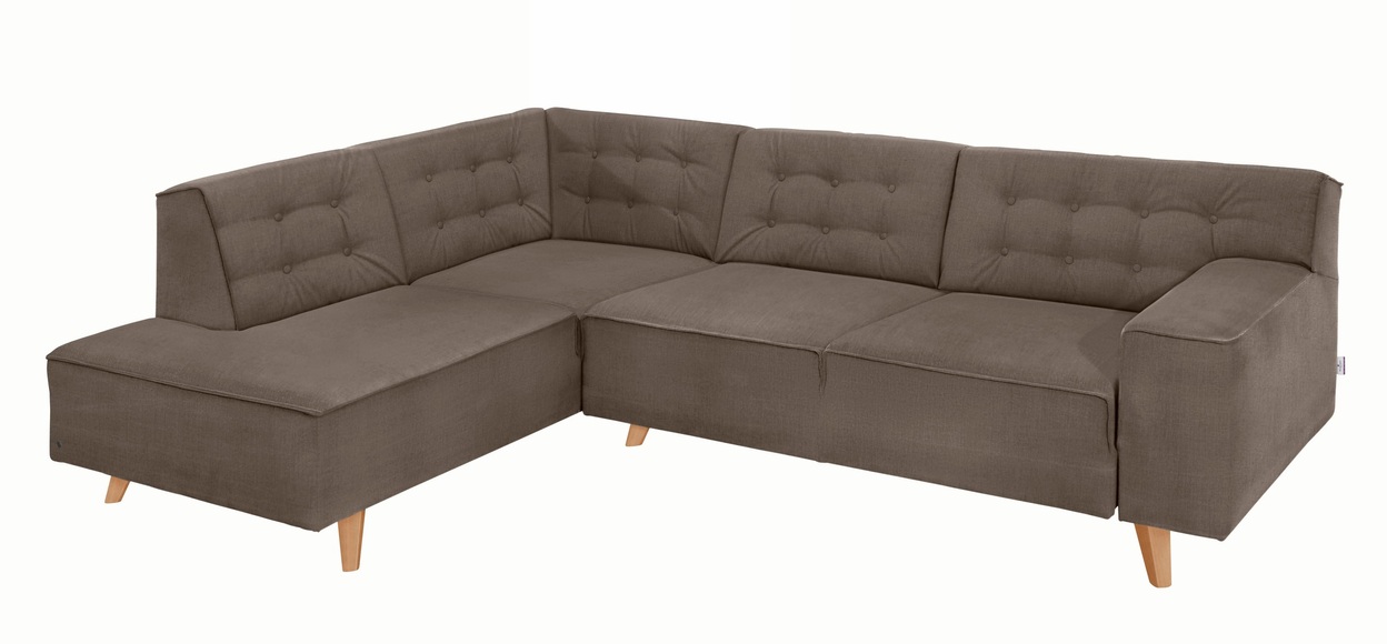 TOM TAILOR Ecksofa »NORDIC CHIC«, mit Ottomane, wahlweise mit Sitzvorzug, Füsse Buche natur