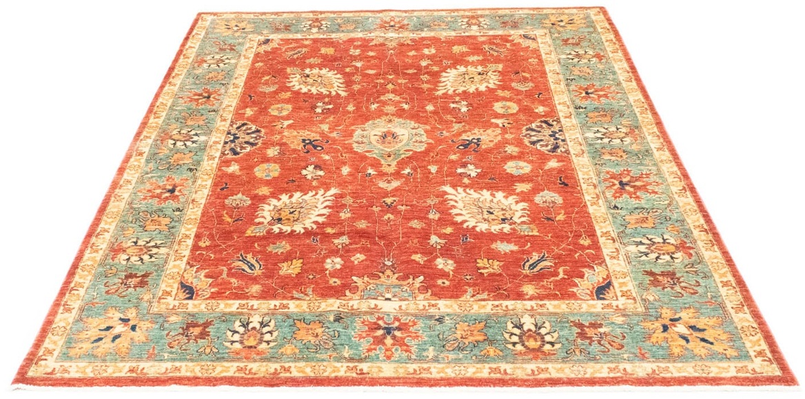 morgenland Wollteppich »Afghan Teppich handgeknüpft rot«, rechteckig, 8 mm Höhe
