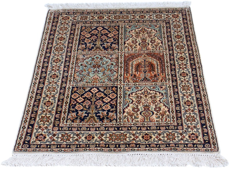 morgenland Seidenteppich »Seidenteppich - Kaschmir Seide - 93 x 63 cm - mehrfarbig«, rechteckig, 4 mm Höhe, Wohnzimmer, Handgeknüpft, Einzelstück mit Zertifikat
