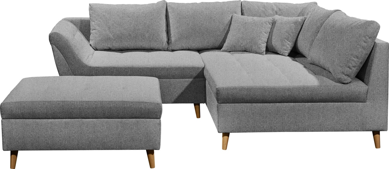 ED EXCITING DESIGN Ecksofa »Split L-Form«, (Set, Ecksofa mit Hocker), frei im Raum stellbar, inkl. 7 Kissen