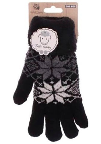 Highlight Company Strickhandschuhe, Fellimitat, Schneeflocken-Motiv