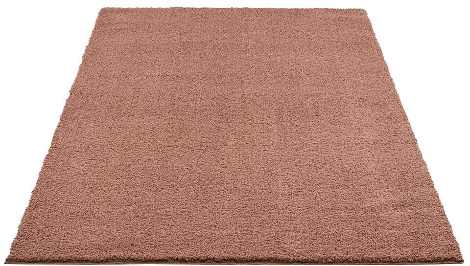 Carpet City Hochflor-Teppich »Plainy«, rechteckig, 30 mm Höhe, Polyester, Langflor Uni Rosé, Wohnzimmer