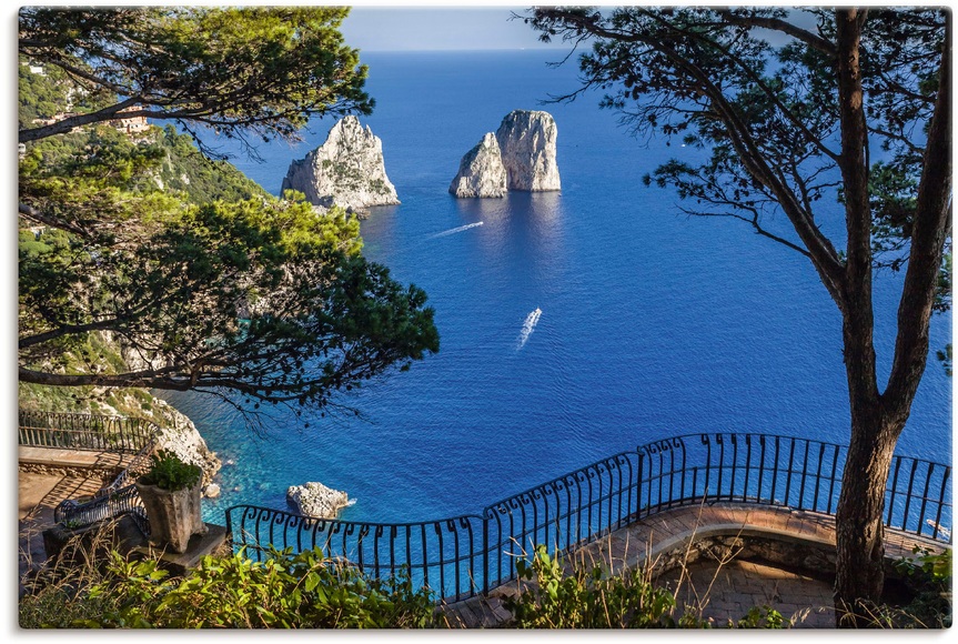 Artland Wandbild »Faraglione-Felsen auf Capri, Italien«, Meer Bilder, (1 St.), in vielen Grössen & Produktarten - Alubild / Outdoorbild für den Aussenbereich, Leinwandbild, Poster, Wandaufkleber / Wandtattoo auch für Badezimmer geeignet