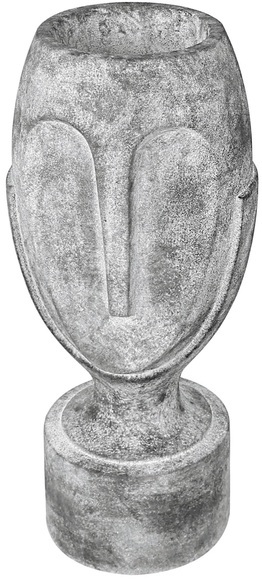 GILDE Pflanzkübel »Pflanzkübel Face, grau«, (1 St.), Blumenkübel, Pflanzübertopf, Blumentopf, aus Magnesia, mit graphischen Gesichtszügen, mit eingearbeiteten Pflanztopf, in verschiedenen Grössen erhältlich, In- und Outdoor geeignet, Wohnzim