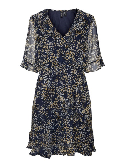 Vero Moda Blusenkleid »VMDORA KAYA 2/4 SHORT DRESS WVN GA«, mit Volant am Saum