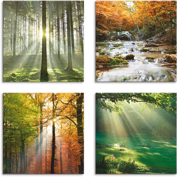Artland Leinwandbild »Wald Wasserfall Herbsttag«