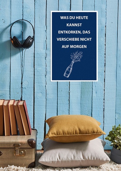 queence Metallbild »Entkorken«, Schriftzüge, (1 St.), Stahlschilder