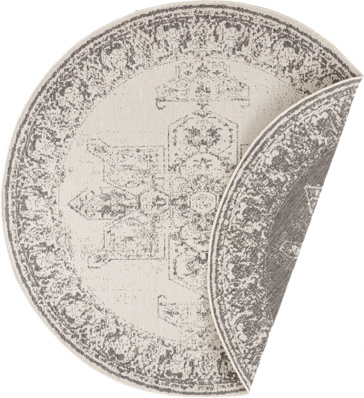 NORTHRUGS Teppich »Borbon«, rund, 5 mm Höhe, In-und Outdoor geeignet, Wohnzimmer, Balkon, Terrasse, Garten, Robust, Pflegeleicht, Flachgewebe, Wendbar