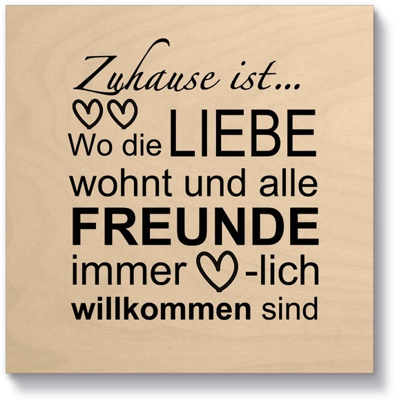 Artland Holzbild »Wo die Liebe wohnt«, Sprüche & Texte, (1 St.)