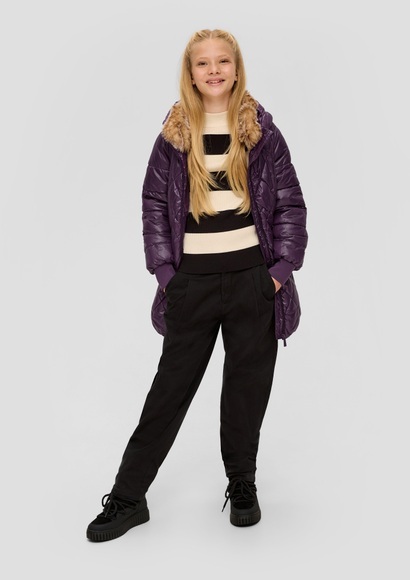 s.Oliver Junior Steppjacke, mit Kapuze, mit Fellimitat an der Kapuze