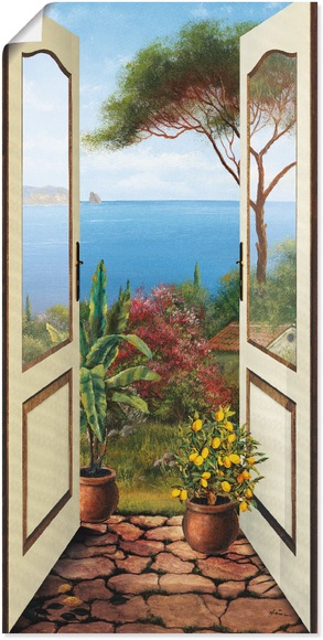 Artland Wandbild »Veranda am Meer«, Küstenbilder, (1 St.), in vielen Grössen & Produktarten - Alubild / Outdoorbild für den Aussenbereich, Leinwandbild, Poster, Wandaufkleber / Wandtattoo auch für Badezimmer geeignet