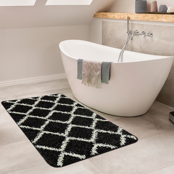 Paco Home Badematte »Side 506«, Höhe 25 mm, rutschhemmend beschichtet, fussbodenheizungsgeeignet, Badteppich, Rauten Design, waschbar, rechteckig & rund erhältlich