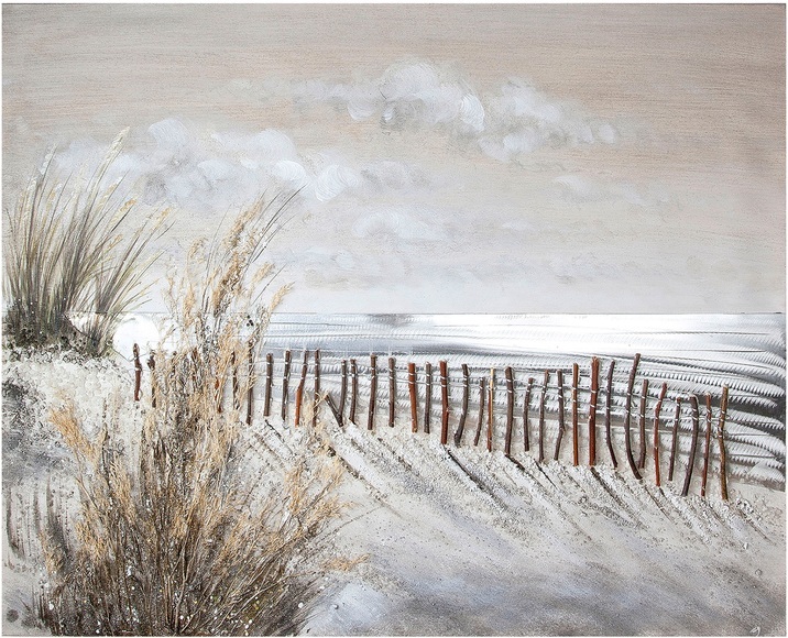 GILDE Leinwandbild »Gemälde Dünen-Zauber«, Landschaft-Strand, (1 St.), handbemaltes Bild, 100x80 cm, Motiv Strandlandschaft, maritim, Wohnzimmer