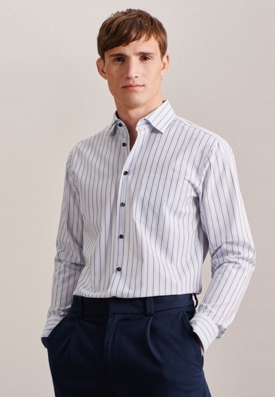Business Hemd Regular Fit Langarm Streifen Herren Braun 42