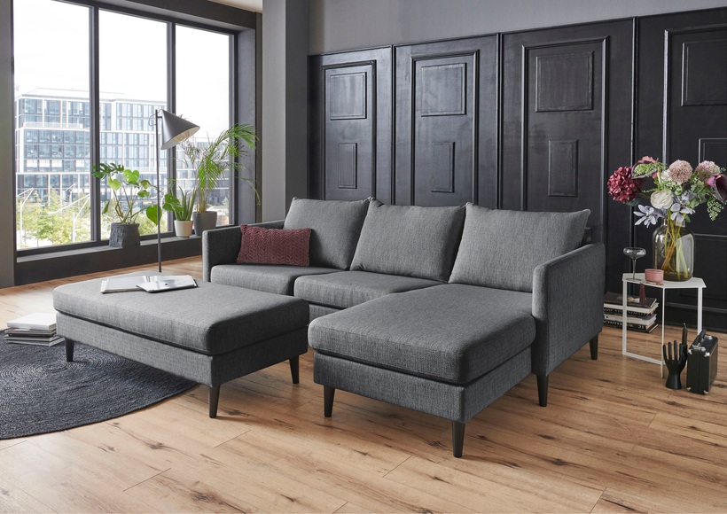 ATLANTIC home collection Ecksofa »Rekvik«, mit Wellenunterfederung, Ottomane beidseitig montierbar