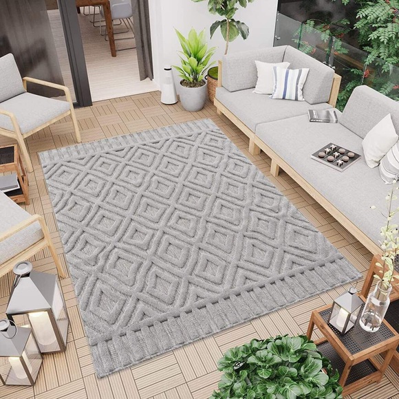 Carpet City Teppich »SANTORINI 58377«, rechteckig, 5 mm Höhe, 3D-Design: Flor erzeugt ein Hoch-Tief-Effekt, In- und Outdoor geeignet