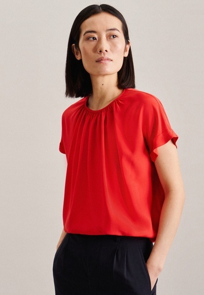 seidensticker Shirtbluse »Schwarze Rose«, Kurzarm Rundhals Uni
