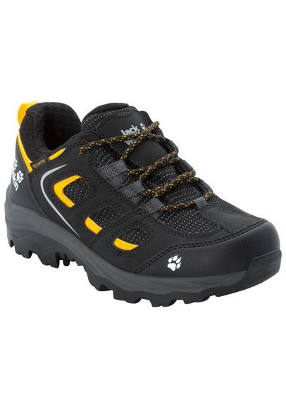 Jack Wolfskin Wasserdichte Kinder Wanderschuhe Vojo Texapore Low Kids 38 schwarz black / burly yellow