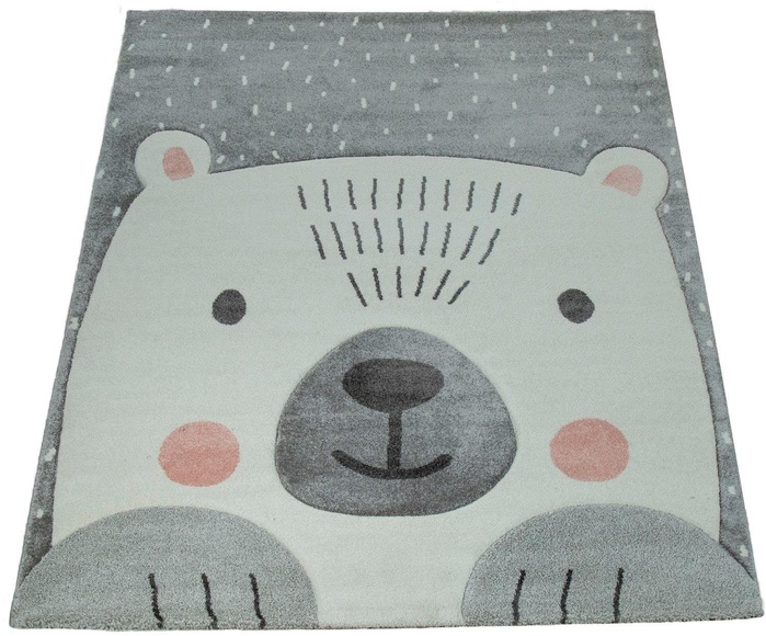 Paco Home Kinderteppich »Cosmo 346«, rechteckig, 12 mm Höhe, 3D-Design, niedliches Bär Motiv, Pastell-Farben, Kinderzimmer