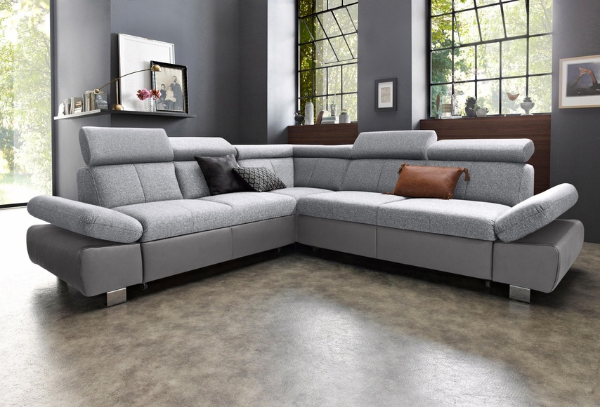 exxpo - sofa fashion Ecksofa, inklusive Kopfteil- und Armteilverstellung, wahlweise mit Bettfunktion und Bettkasten