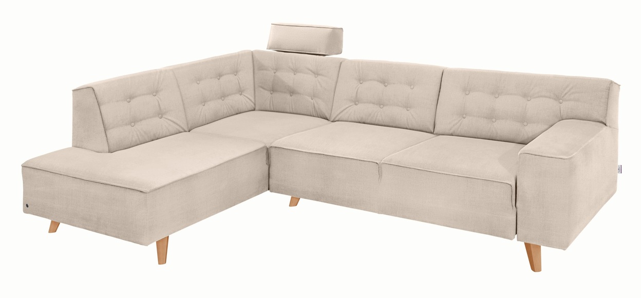 TOM TAILOR Ecksofa »NORDIC CHIC«, mit Ottomane, wahlweise mit Sitzvorzug, Füsse Buche natur