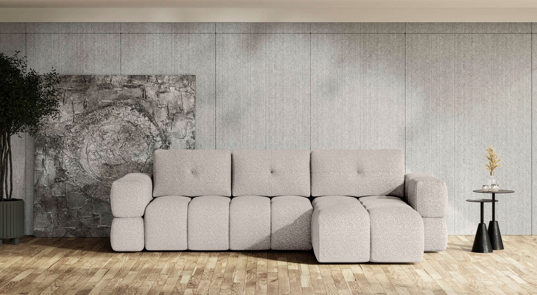 andas Ecksofa »EJSTRUP moderne, aufwändige Steppung, auch in Bouclé L-Form«, verwandelbar in Schlafsofa, incl. Bettfunktion, B/T/H: 362/186/92 cm