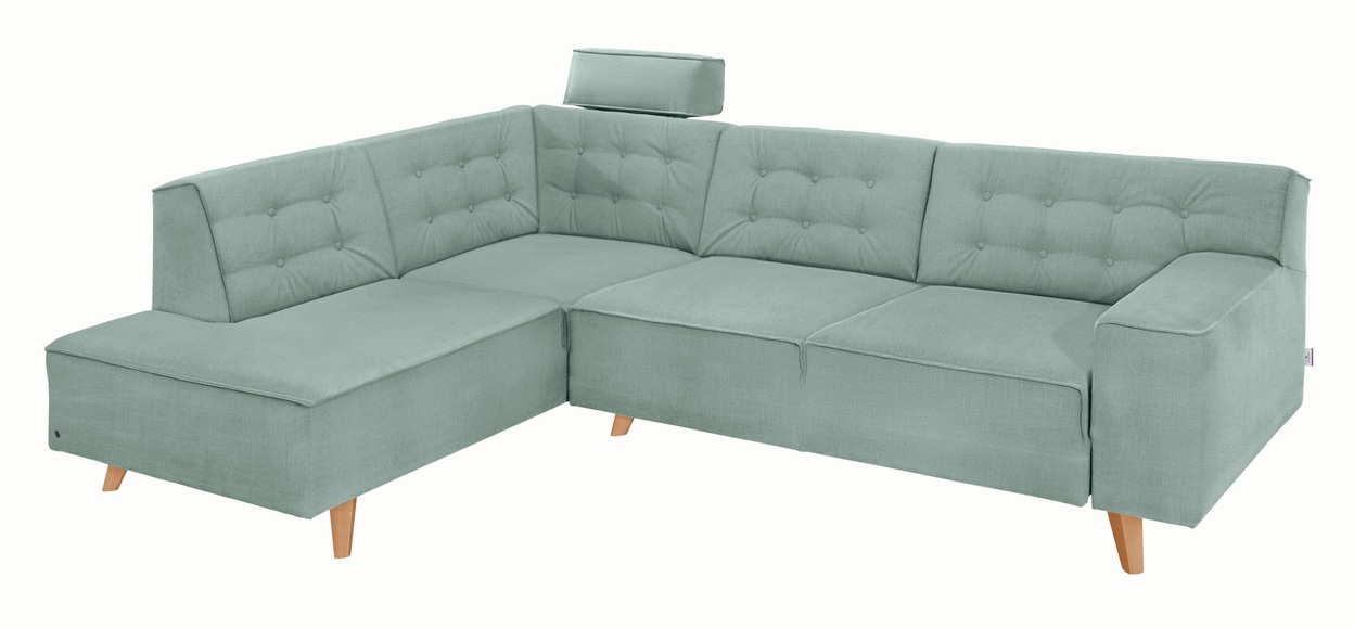 TOM TAILOR Ecksofa »NORDIC CHIC«, mit Ottomane, wahlweise mit Sitzvorzug, Füsse Buche natur