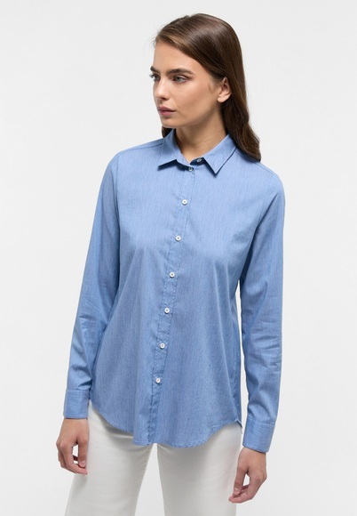 Hemdbluse in indigo unifarben