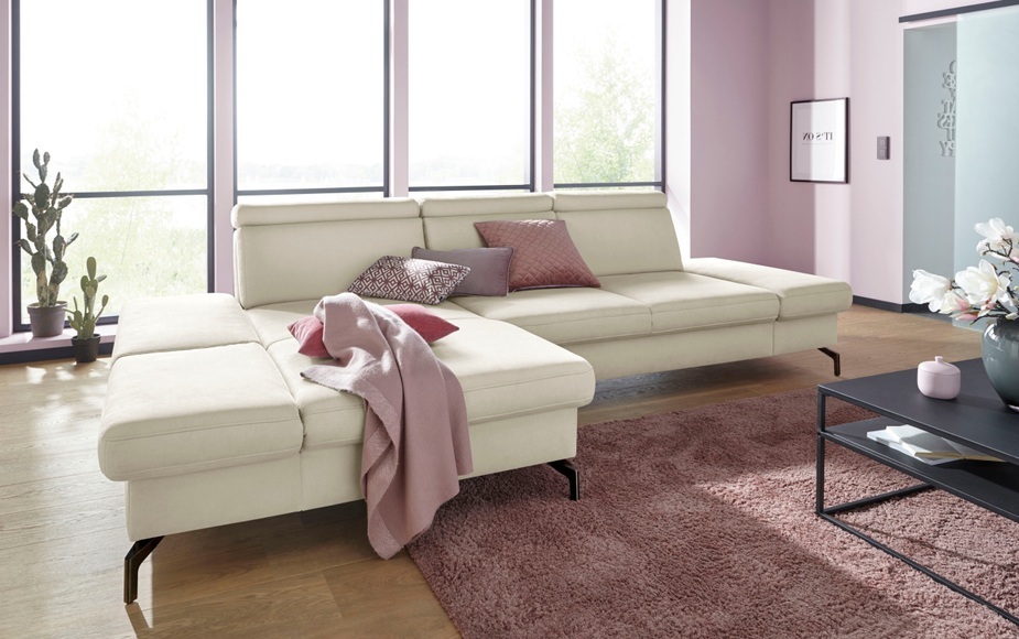 sit&more Ecksofa, Fusshöhe 15 cm, inklusive Sitztiefen-, Armteil- und Kopfteilverstellung