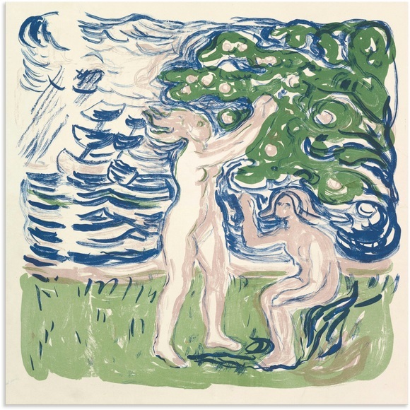 Artland Wandbild »Mädchen beim Äpfel pflücken. 1915«, Bilder von Frauen, (1 St.), in vielen Grössen & Produktarten - Alubild / Outdoorbild für den Aussenbereich, Leinwandbild, Poster, Wandaufkleber / Wandtattoo auch für Badezimmer geeignet