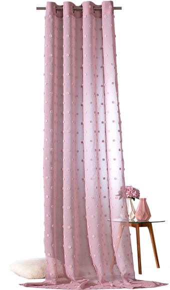 Weckbrodt Vorhang »Julina«, (1 St.), Ösenschal, Gardine, transparent, Leinen, mit Pompoms