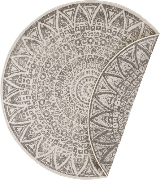 freundin Home Collection Teppich »Lilja«, rund, 5 mm Höhe, In-und Outdoor geeignet, Mandala, Wohnzimmer, Balkon, Terrasse, Garten, Pflegeleicht, Flachgewebe, Wendbar
