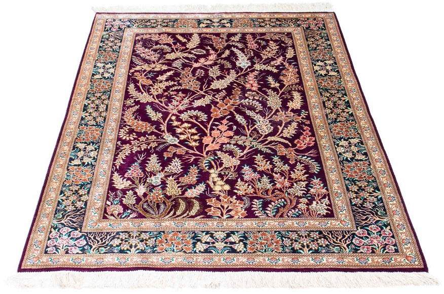 morgenland Orientteppich »Perser - Ghom - 144 x 97 cm - lila«, rechteckig, 10 mm Höhe, Wohnzimmer, Handgeknüpft, Einzelstück mit Zertifikat