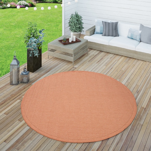 Paco Home Teppich »Timber 125«, rund, 4 mm Höhe, Flachgewebe, Sisal Optik, In- und Outdoor geeignet, Wohnzimmer