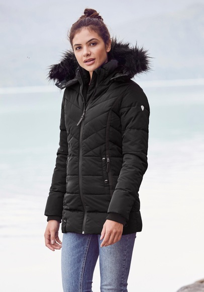 ALPENBLITZ Winterjacke »Pistenglück«, hochwertige Steppjacke m. voluminöser Fellimitat-Kapuze