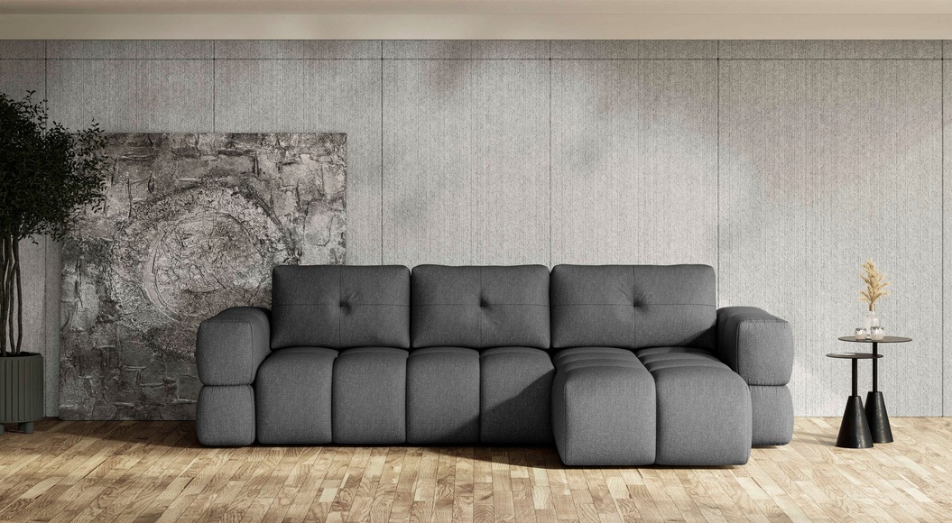 andas Ecksofa »EJSTRUP moderne, aufwändige Steppung, auch in Bouclé L-Form«, verwandelbar in Schlafsofa, incl. Bettfunktion, B/T/H: 362/186/92 cm