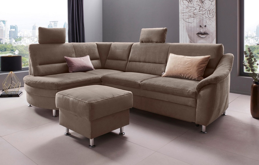 Places of Style Ecksofa »Cardoso«, Federkern, wahlweise mit Bett, Schubkasten