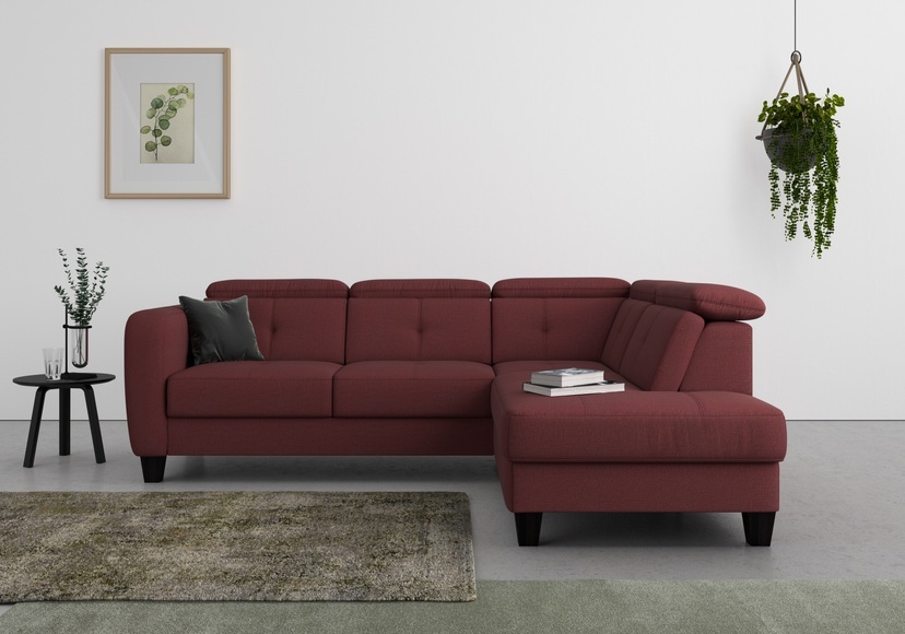 sit&more Ecksofa »Bellucci«, inklusive Kopfteilverstellung und Federkern, wahlweise mit Bettfunktion und Bettkasten