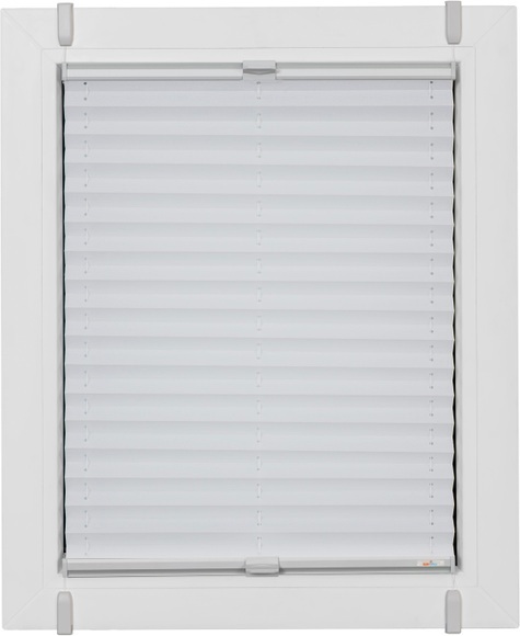sunlines Plissee »One Size Style Crepe«, blickdicht, ohne Bohren, verspannt, Zubehörfarbe grau, zum Klemmen