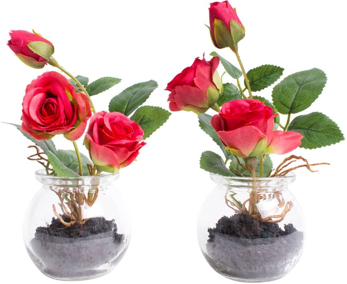 Botanic-Haus Kunstblume »Rosen im Glas«, (Set, 2 St.)