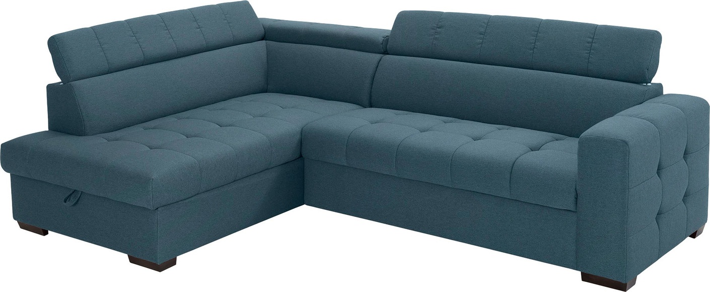 exxpo - sofa fashion Ecksofa, Steppung im Sitzbereich, Wahlweise mit Bettfunktion und Bettkasten, inklusive 3 verstellbaren Kopfstützen