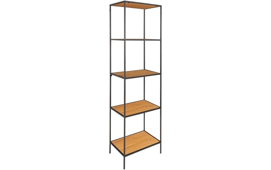 House Nordic - Vita Regal - Schwarzer Rahmen und 5 Fachböden in Eichenoptik 51X36X170 Cm