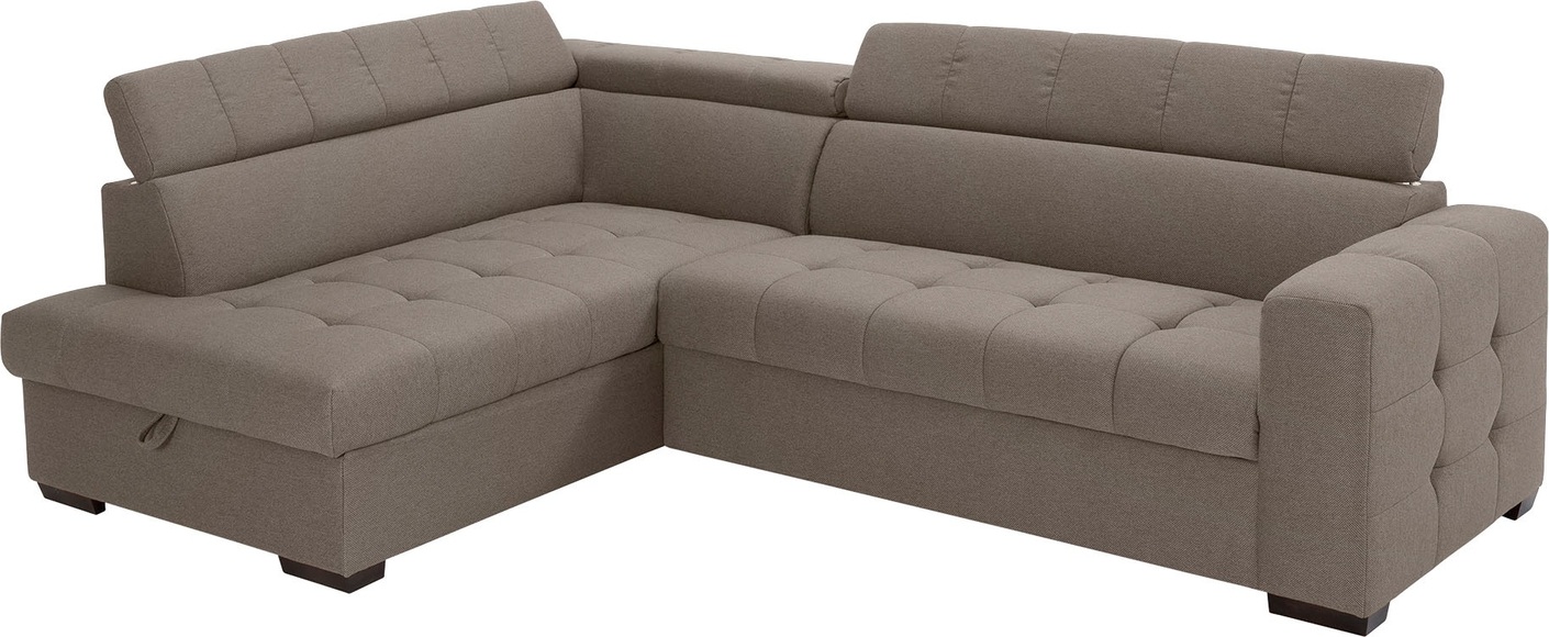 exxpo - sofa fashion Ecksofa, Steppung im Sitzbereich, Wahlweise mit Bettfunktion und Bettkasten, inklusive 3 verstellbaren Kopfstützen