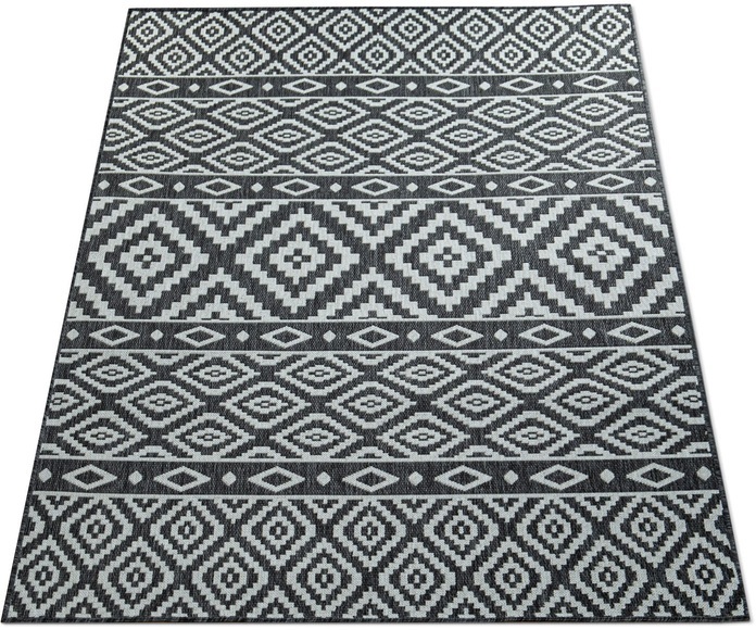 Paco Home Teppich »Coco 201«, rechteckig, 4 mm Höhe, Flachgewebe, Rauten Design, In- und Outdoor geeignet, Wohnzimmer