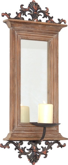 Home affaire Wandspiegel mit Kerzenhalter, Maße (B/T/H): 26/15/56 cm braun