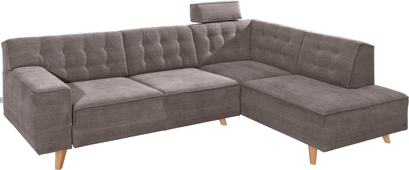 TOM TAILOR Ecksofa »NORDIC CHIC«, mit Ottomane, wahlweise mit Sitzvorzug, Füsse Buche natur