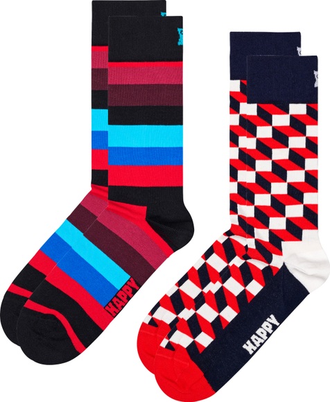 Happy Socks Socken, (2 Paar), Filled Optic & Stripe Socks