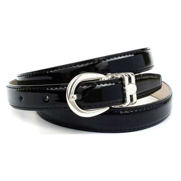 Anthoni Crown 2, 0 cm schmaler Lackledergürtel in Schwarz